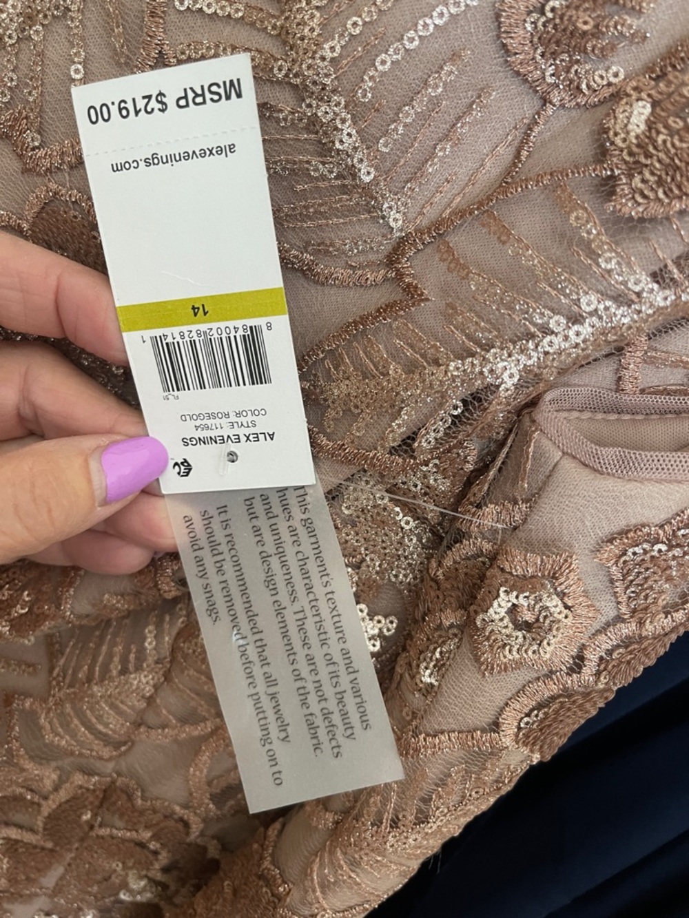 Alex Evenings Rose Gold Lace Sequin Midi Dress - Picture 14 of 15